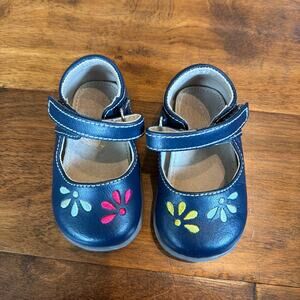 See Kai Run Ginny Mary Jane Girls Shoes Navy Blue Floral Size 4